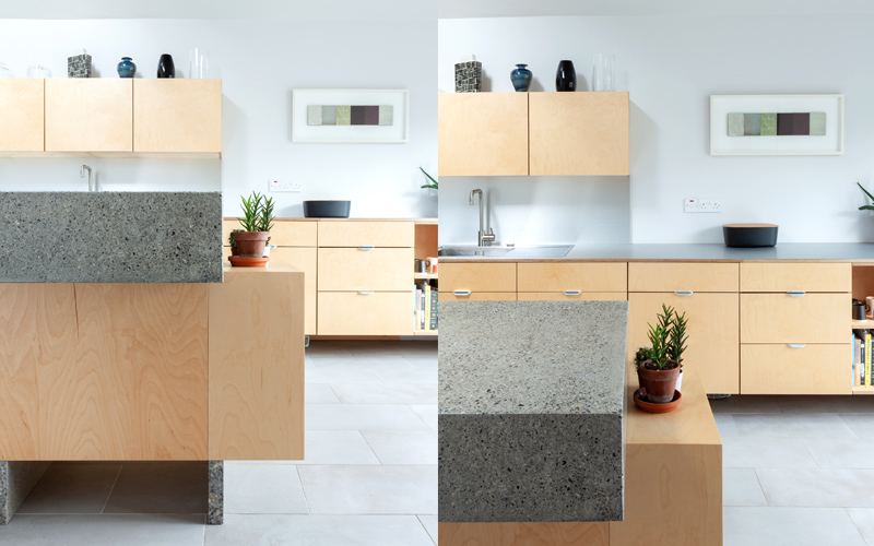 two views of kitchen island