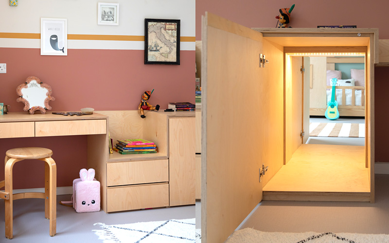 Children's desk with secret door